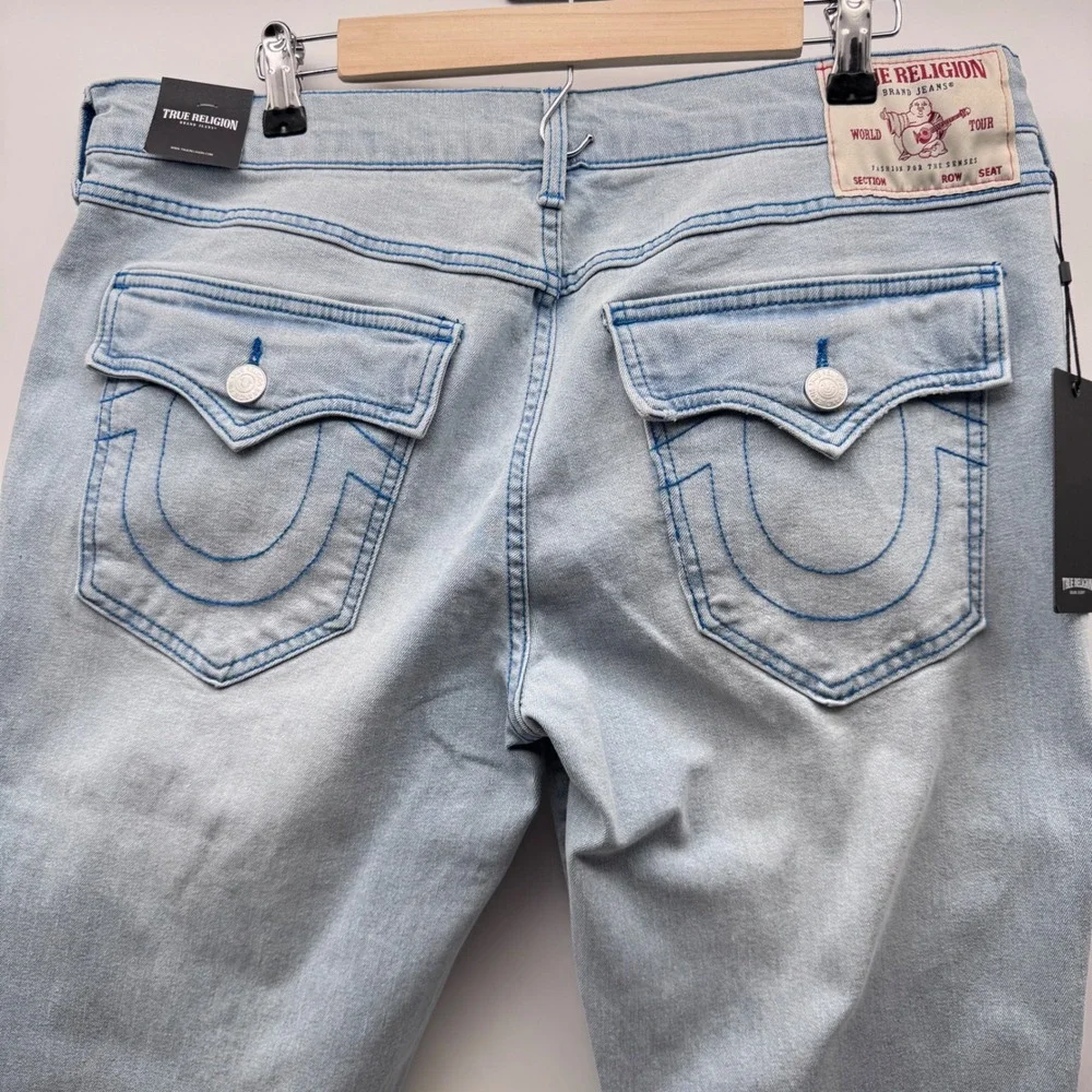 True Religion Ricky Straight Jeans Mens 34 Light Blue NWT